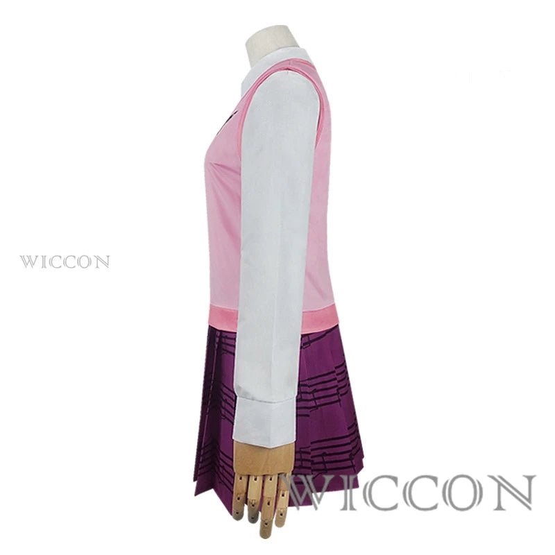 Anime Dangaronpa Kaede Akamatsu Cosplay Kostum Tank Top Short Skirt Pleated Skirt JK School Uniform Halloween Party Set - TRENSET