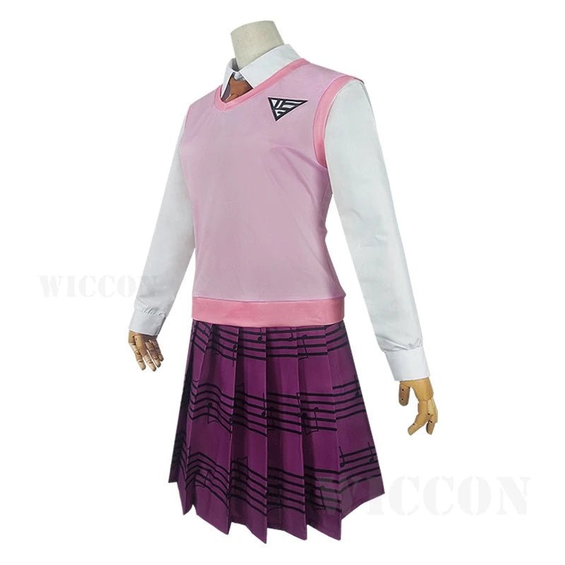 Anime Dangaronpa Kaede Akamatsu Cosplay Kostum Tank Top Short Skirt Pleated Skirt JK School Uniform Halloween Party Set - TRENSET