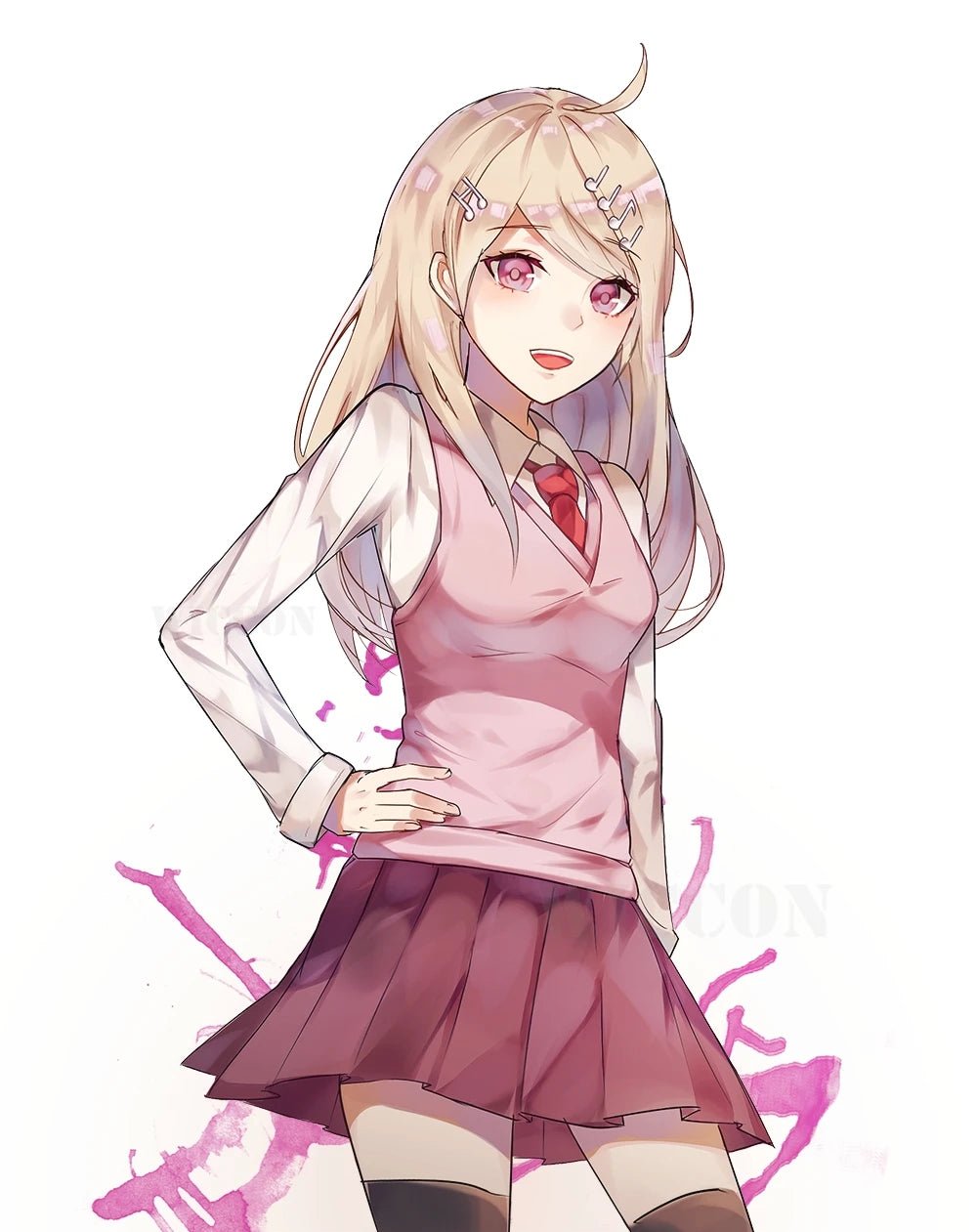 Anime Dangaronpa Kaede Akamatsu Cosplay Kostum Tank Top Short Skirt Pleated Skirt JK School Uniform Halloween Party Set - TRENSET