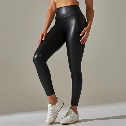 Autumn And Winter New Season Wearable Women's Tight Pants With High Waist And Sexy Faux Leather Texture Long Pants With Leggings - TRENSET