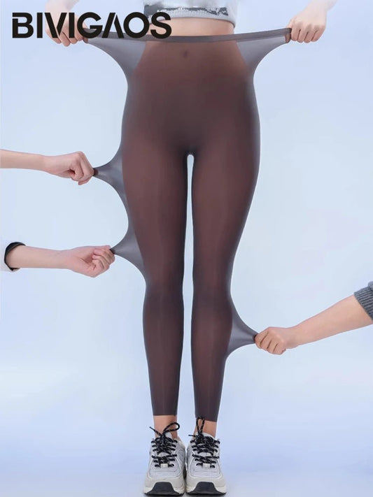 BIVIGAOS Summer Ultra - Thin Skin Sunscreen Leggings Women High Elastic Transparent Facial Mask Underwear Tight Sexy Sport Legging - TRENSET