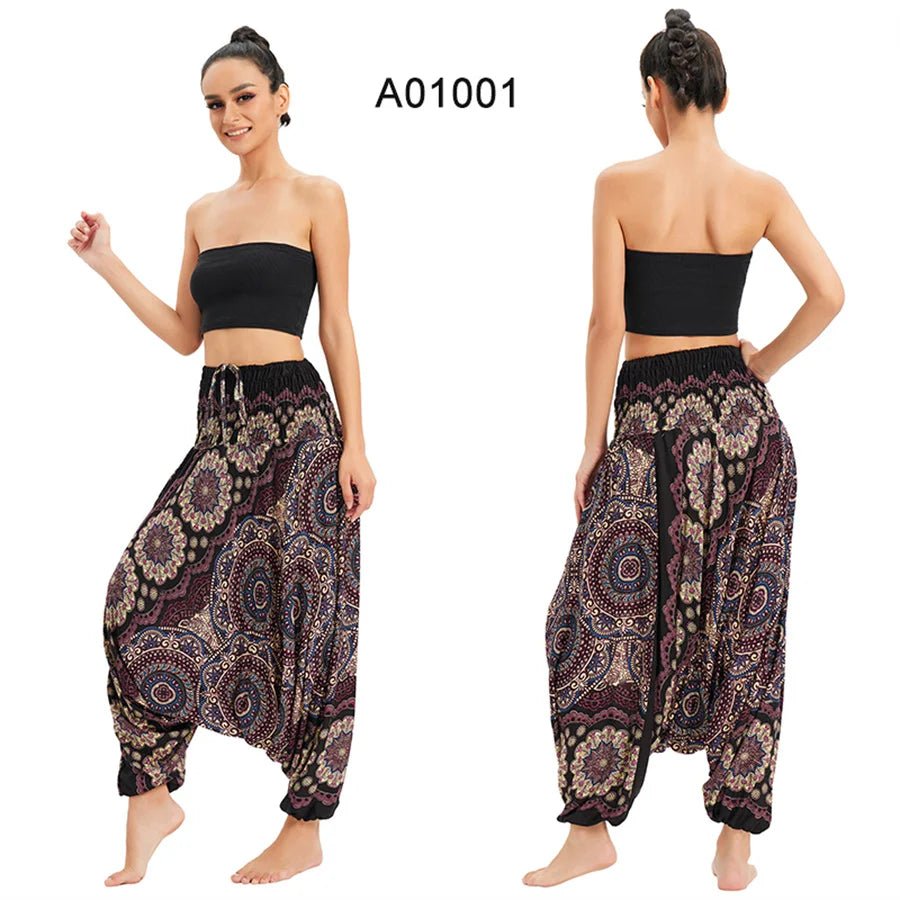 Bohemian Pants Women Pantalones Mujer Hippie High Waist Rayon Harem Baggy Boho Yoga Beach Wear Pour Femme Calca Feminina Printed - TRENSET
