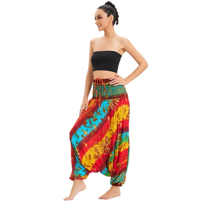 Bohemian Pants Women Pantalones Mujer Hippie High Waist Rayon Harem Baggy Boho Yoga Beach Wear Pour Femme Calca Feminina Printed - TRENSET