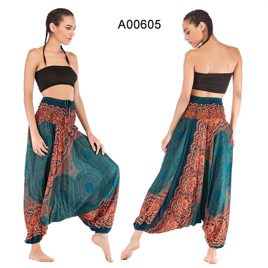 Bohemian Pants Women Pantalones Mujer Hippie High Waist Rayon Harem Baggy Boho Yoga Beach Wear Pour Femme Calca Feminina Printed - TRENSET