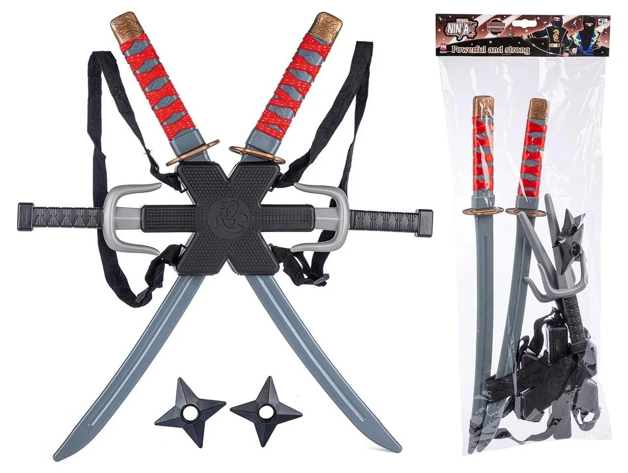 Boys Black Skeleton Skull Ninja Costume Shinobi Sword Katana Backpack Set Kids Silver Dragon Ninja Halloween Costume - TRENSET