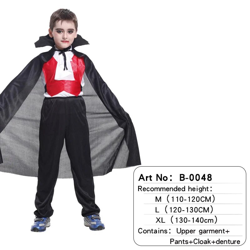 Children Vampire Cosplay Halloween Costumes Boys Fantasy Count Dracula Scary Clothes Outfits with Vampire Cloaks - TRENSET