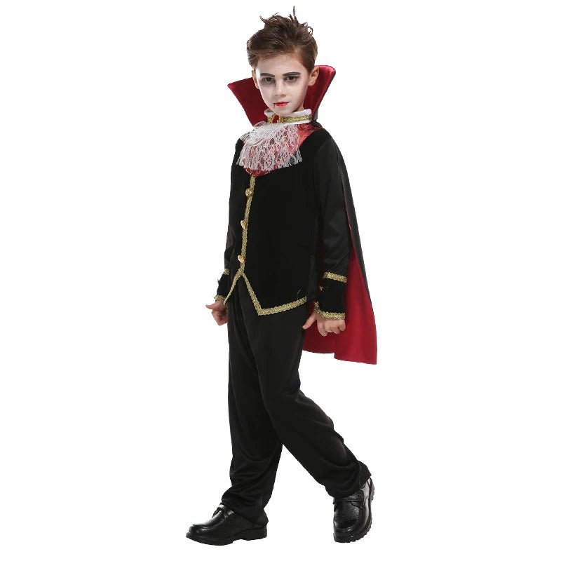 Children Vampire Cosplay Halloween Costumes Boys Fantasy Count Dracula Scary Clothes Outfits with Vampire Cloaks - TRENSET