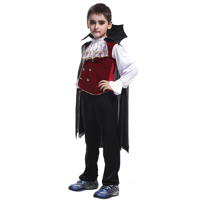 Children Vampire Cosplay Halloween Costumes Boys Fantasy Count Dracula Scary Clothes Outfits with Vampire Cloaks - TRENSET