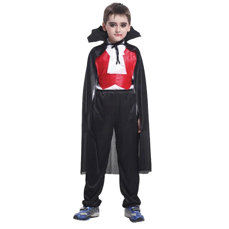 Children Vampire Cosplay Halloween Costumes Boys Fantasy Count Dracula Scary Clothes Outfits with Vampire Cloaks - TRENSET