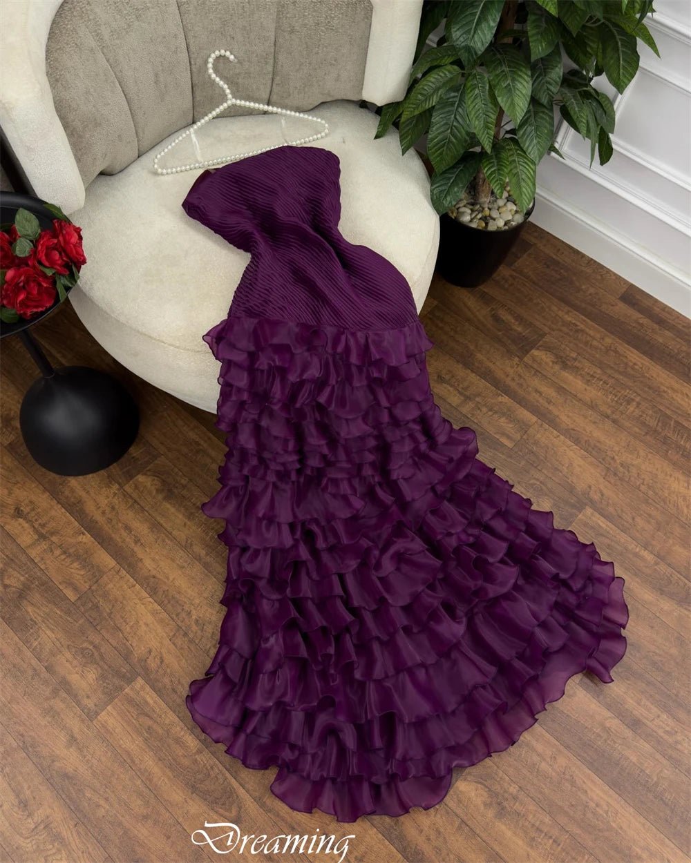 Customized Mermaid Exquisite Tulle Evening Dress Fashion Strapless Sleeveless Party Dress High Quality Floor Length - TRENSET