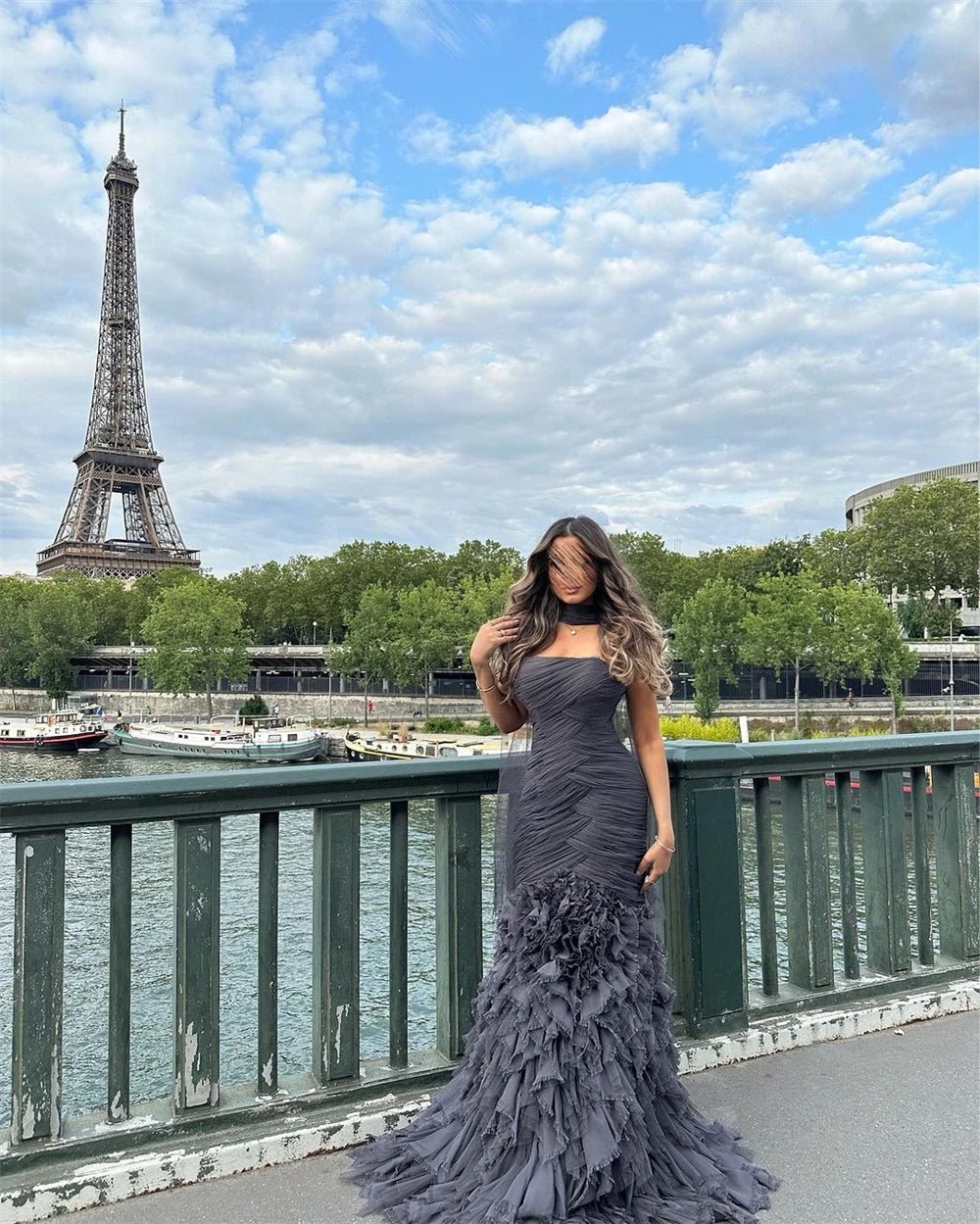 Customized Prom Dresses Elegant Strapless Sheath Homecoming Flowers Fold ChiffonOccasion Evening Gown vestido de festas longo - TRENSET