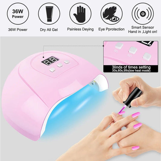 Gel Nail Polish Kit With UV Nail Lamp Electric Nail Drill Machine Soak OFF Gel Nail Kit Base&Top Coat Gel Polish Nail Tool Set - TRENSET