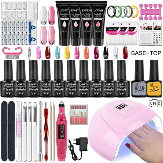 Gel Nail Polish Kit With UV Nail Lamp Electric Nail Drill Machine Soak OFF Gel Nail Kit Base&Top Coat Gel Polish Nail Tool Set - TRENSET