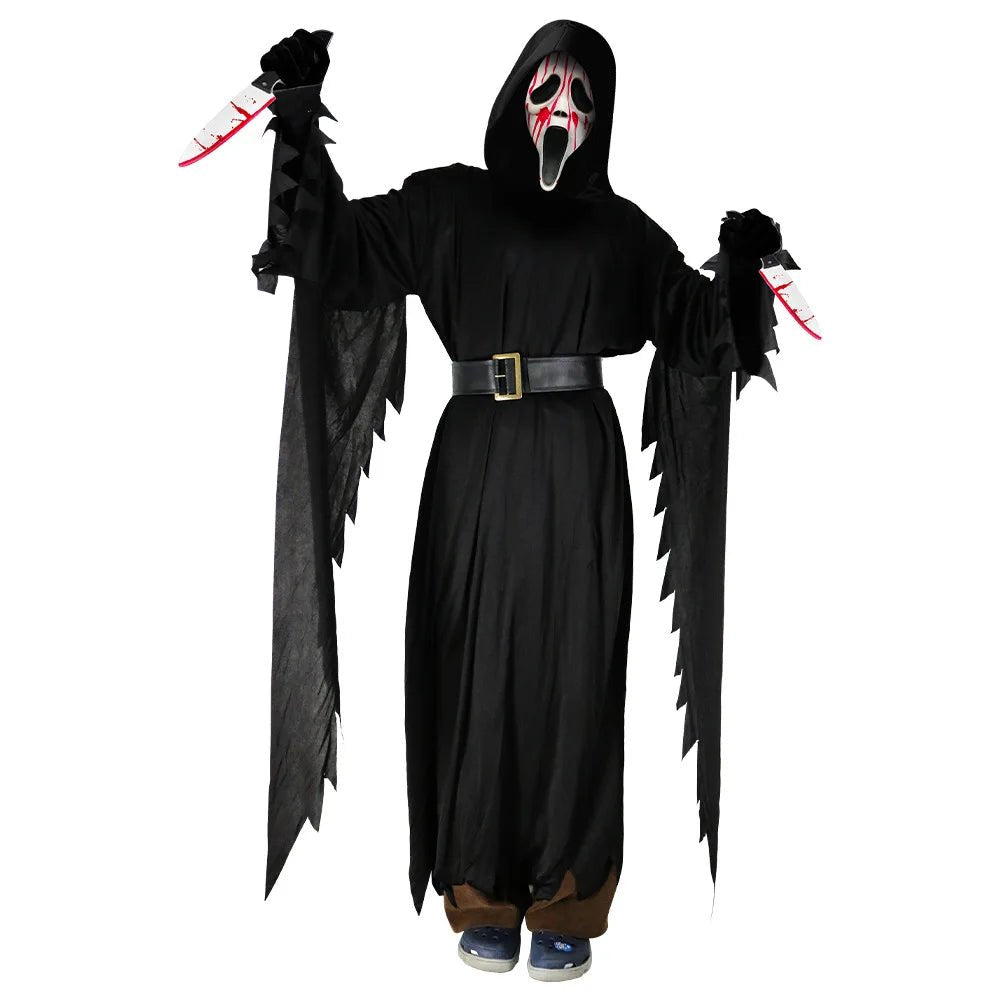 Ghost Scream Halloween Costume Role Party Horror Game Cosplay Jumpsuit With Mask Horrific Death Zombie Masquerade Fancy Dress - TRENSET