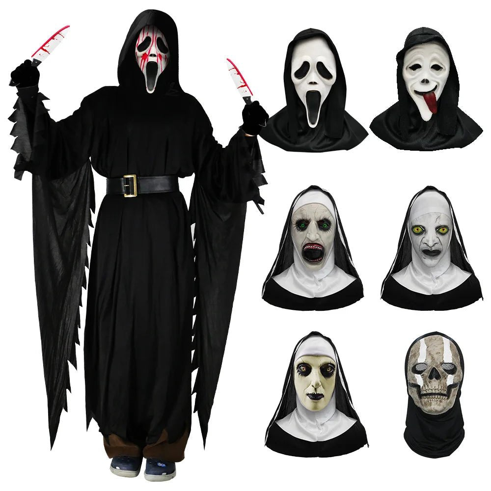 Ghost Scream Halloween Costume Role Party Horror Game Cosplay Jumpsuit With Mask Horrific Death Zombie Masquerade Fancy Dress - TRENSET