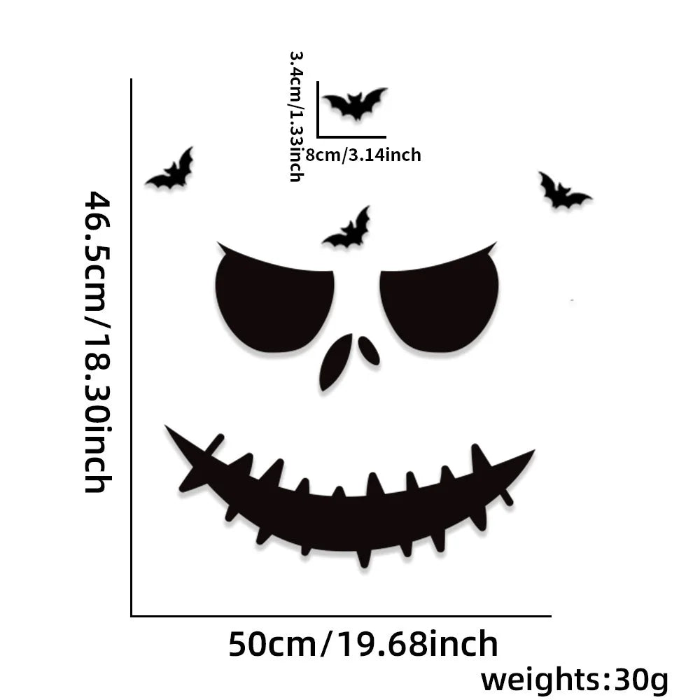 Halloween decoration room door stickers window decor skeleton hand pumpkin DIY devil witch hat glass window stickers ghost - TRENSET