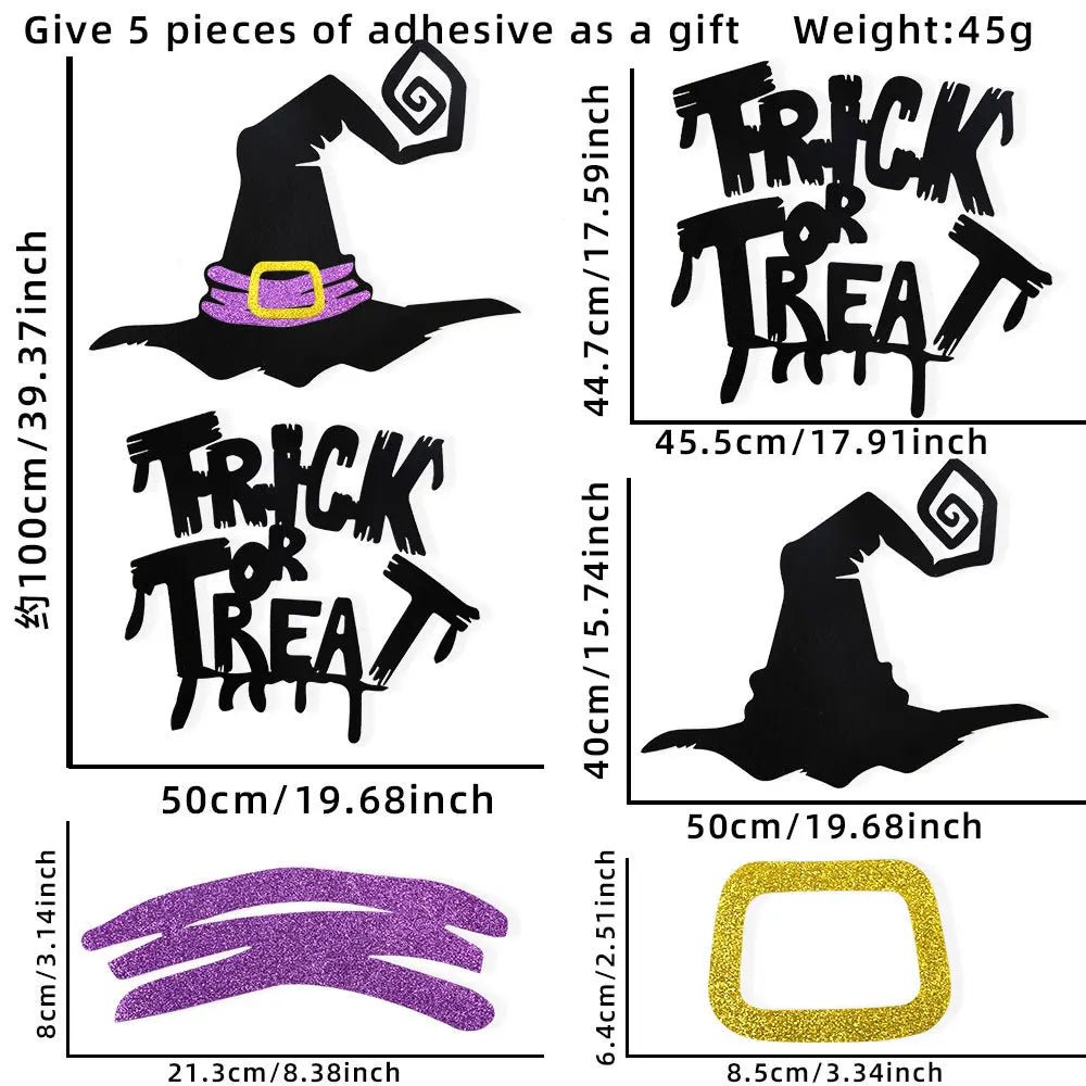 Halloween decoration room door stickers window decor skeleton hand pumpkin DIY devil witch hat glass window stickers ghost - TRENSET