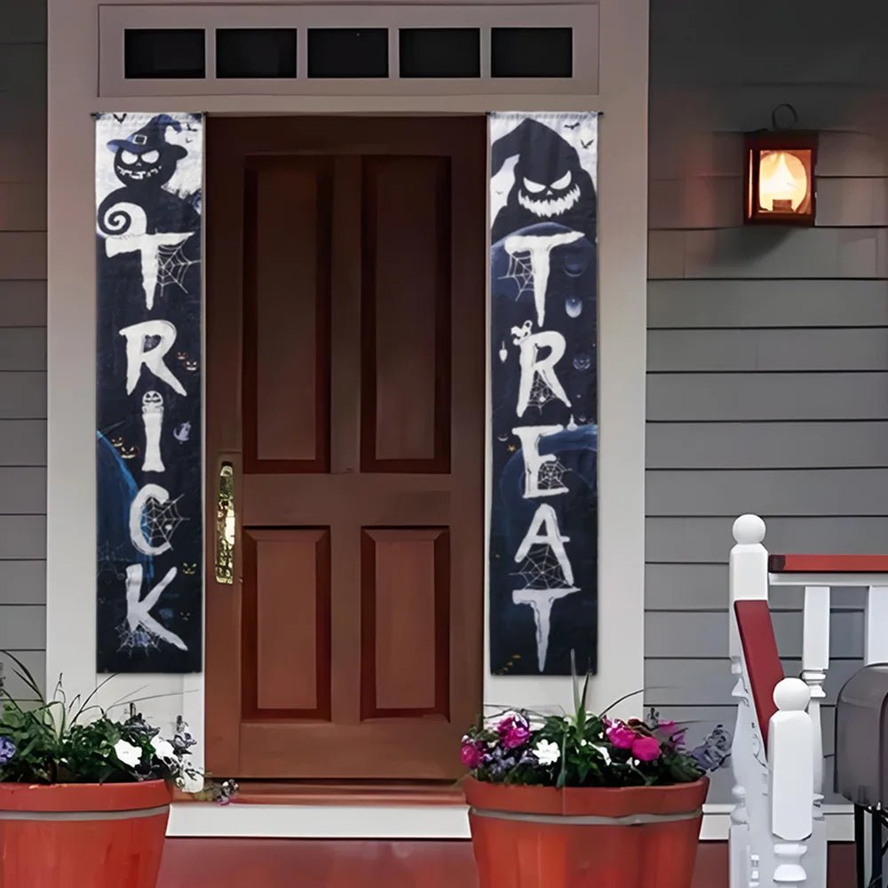 Halloween Trick - or - Treat Themed Porch Banner Hanging Door Curtain Pumpkin Ghost Home Horror Party Decoration Supplies - TRENSET