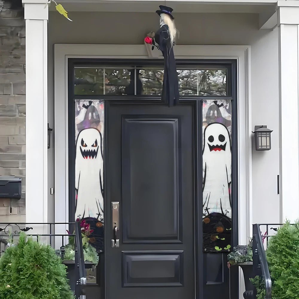 Halloween Trick - or - Treat Themed Porch Banner Hanging Door Curtain Pumpkin Ghost Home Horror Party Decoration Supplies - TRENSET