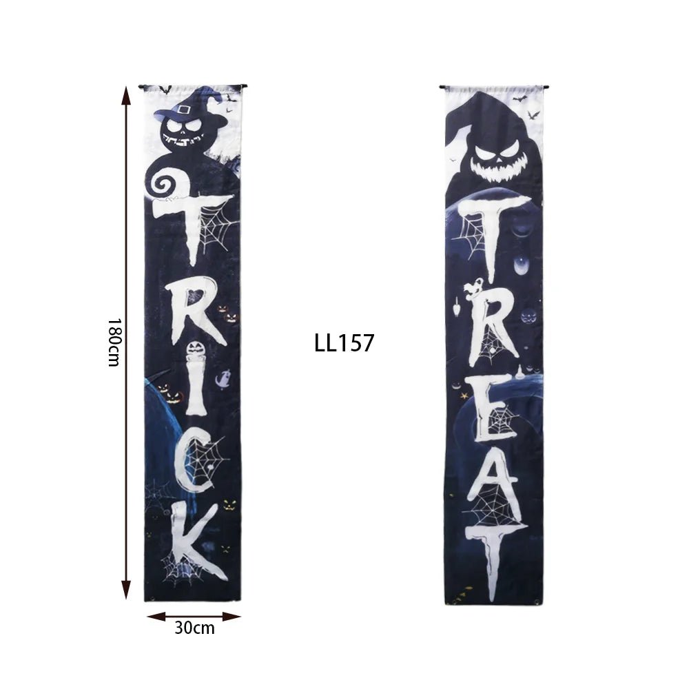 Halloween Trick - or - Treat Themed Porch Banner Hanging Door Curtain Pumpkin Ghost Home Horror Party Decoration Supplies - TRENSET