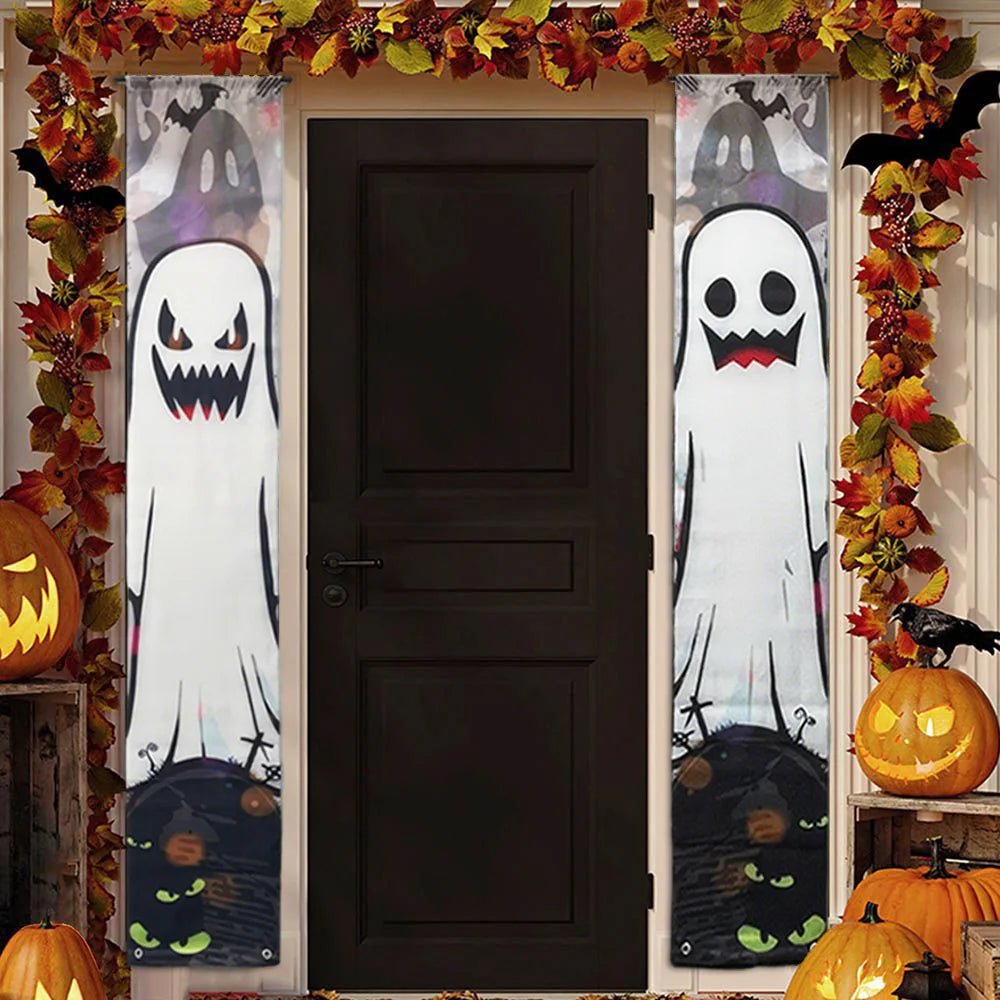 Halloween Trick - or - Treat Themed Porch Banner Hanging Door Curtain Pumpkin Ghost Home Horror Party Decoration Supplies - TRENSET
