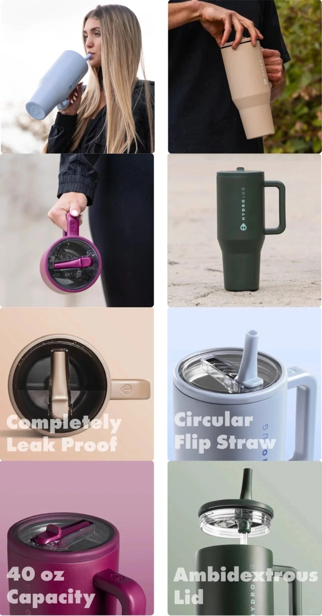 HydroJug Tumbler 32OZ Traveler Straw Lid Stainless Steel Vacuum Insulated Car Mug Double Wall Thermal Iced Travel - TRENSET