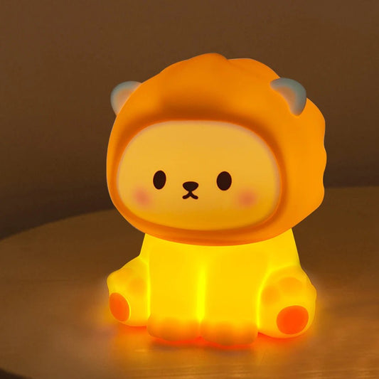 Kawaii Lion Night Light Rechargeable 3 Level Dimmable Silicone Sleeping Light Bedside Lamp Nursery Nightlights For Bedroom - TRENSET