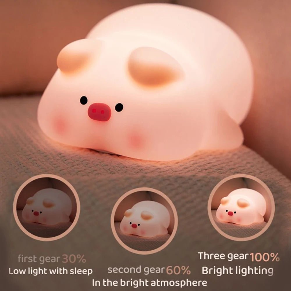 Kawaii Lion Night Light Rechargeable 3 Level Dimmable Silicone Sleeping Light Bedside Lamp Nursery Nightlights For Bedroom - TRENSET