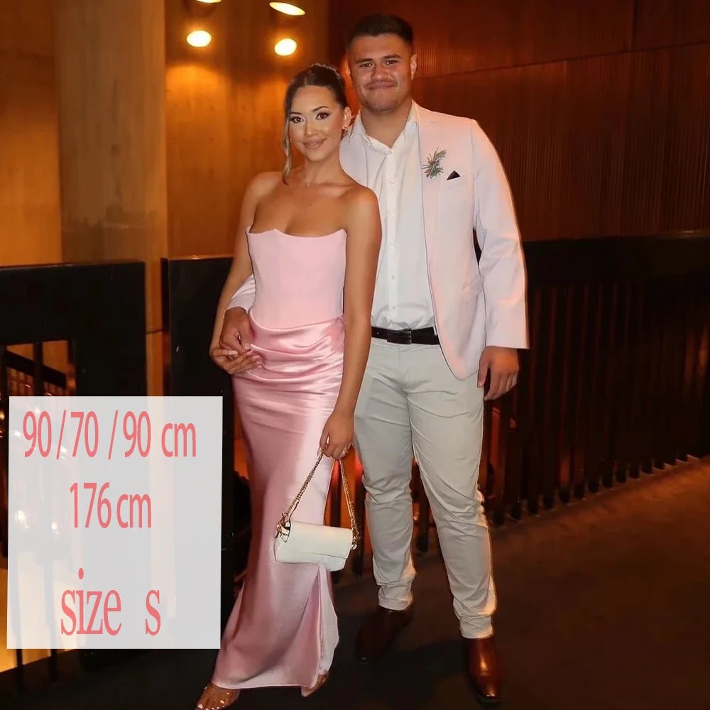 Mingmingxi 2025 Women's Evening Dress Strapless Pink Prom Party Dresses Sexy Satin Long Corset Dress Elegant Maxi Gala Dresses - TRENSET