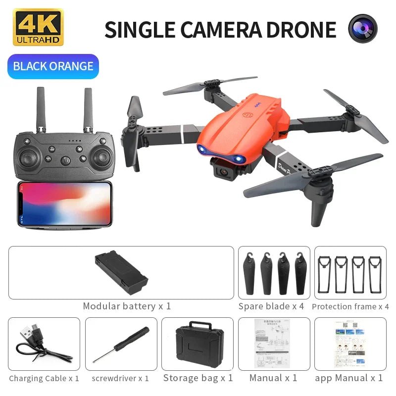 Mini Foldable RC Quadcopter E99 K3 Pro - Dual Camera Aerial Drone with 4K HD, Hold Mode & LED Lights | WIFI Remote Control Toy - TRENSET