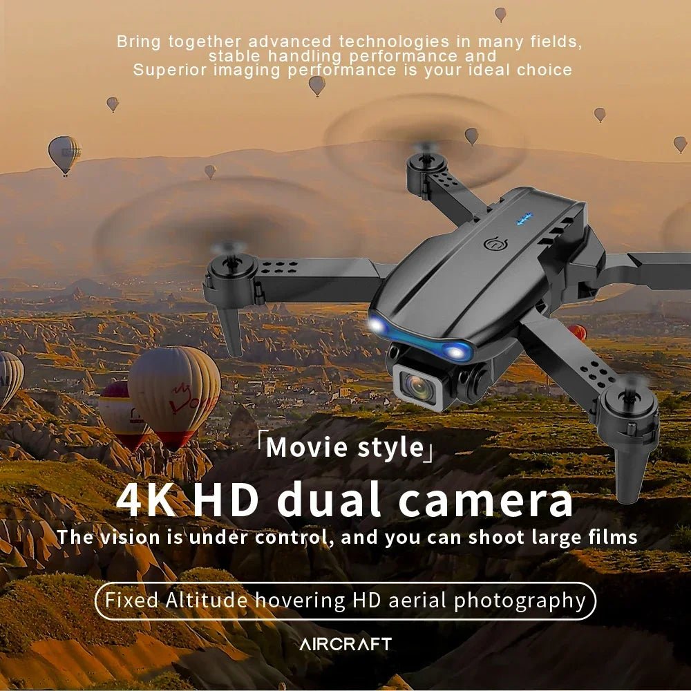 Mini Foldable RC Quadcopter E99 K3 Pro - Dual Camera Aerial Drone with 4K HD, Hold Mode & LED Lights | WIFI Remote Control Toy - TRENSET