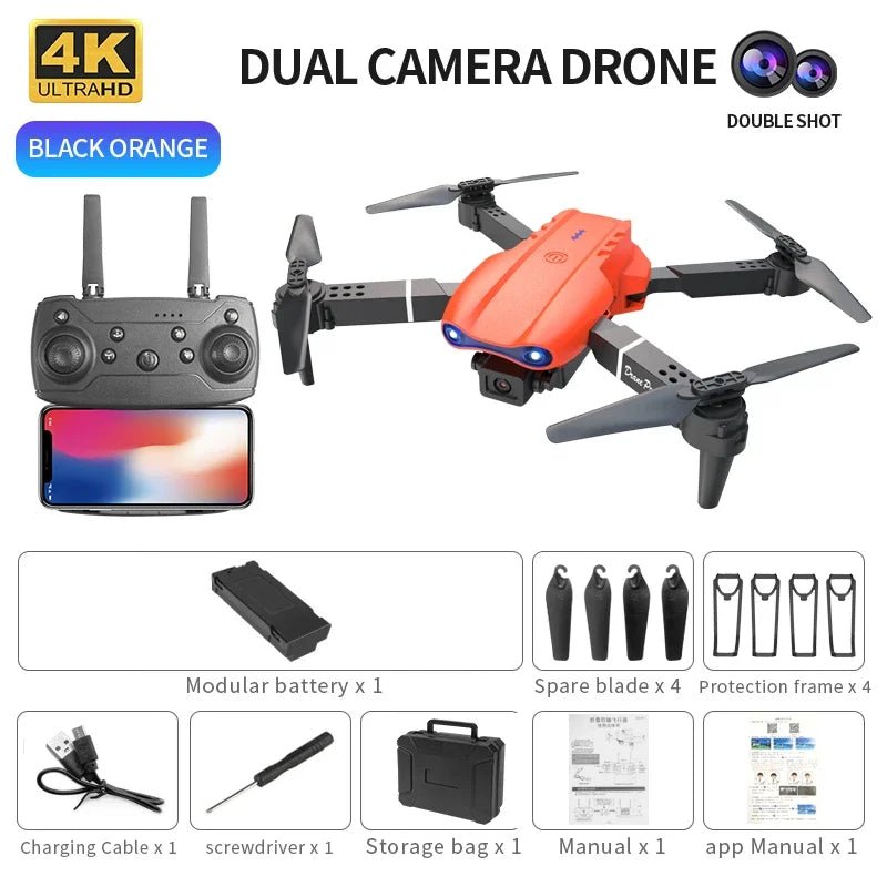 Mini Foldable RC Quadcopter E99 K3 Pro - Dual Camera Aerial Drone with 4K HD, Hold Mode & LED Lights | WIFI Remote Control Toy - TRENSET