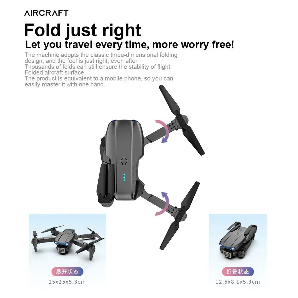 Mini Foldable RC Quadcopter E99 K3 Pro - Dual Camera Aerial Drone with 4K HD, Hold Mode & LED Lights | WIFI Remote Control Toy - TRENSET