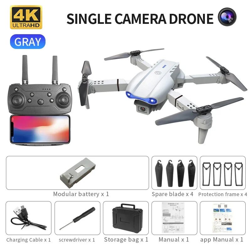 Mini Foldable RC Quadcopter E99 K3 Pro - Dual Camera Aerial Drone with 4K HD, Hold Mode & LED Lights | WIFI Remote Control Toy - TRENSET
