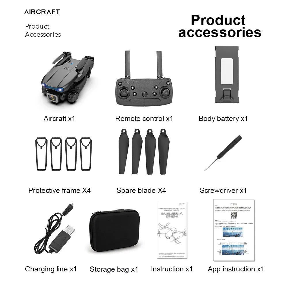 Mini Foldable RC Quadcopter E99 K3 Pro - Dual Camera Aerial Drone with 4K HD, Hold Mode & LED Lights | WIFI Remote Control Toy - TRENSET