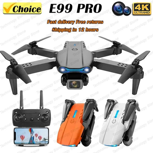 Mini Foldable RC Quadcopter E99 K3 Pro - Dual Camera Aerial Drone with 4K HD, Hold Mode & LED Lights | WIFI Remote Control Toy - TRENSET