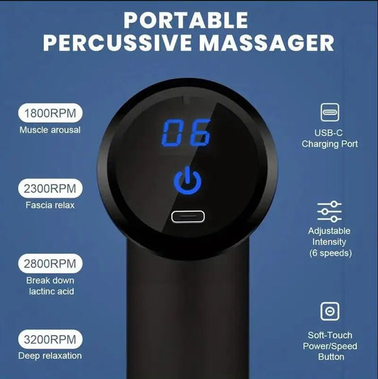 Mini Muscle Massage Gun Protable Body Massager Deep Handheld Percussion Massager For Body Back And Neck Leg - TRENSET
