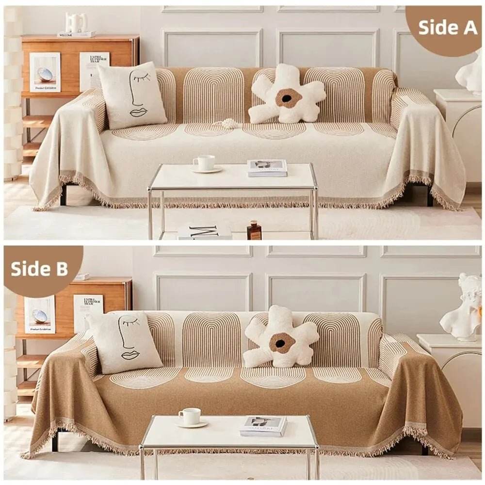 Nordic Tassel Throw Blanket Four Season Sofa Cover Dust Anti-cat Scratch Protection Cover Sofa Blanket Carpet Travel Rug Tassels - TRENSET