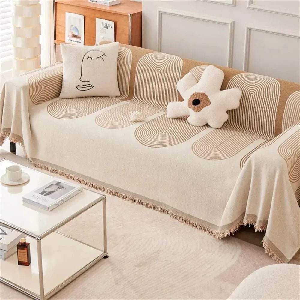 Nordic Tassel Throw Blanket Four Season Sofa Cover Dust Anti-cat Scratch Protection Cover Sofa Blanket Carpet Travel Rug Tassels - TRENSET