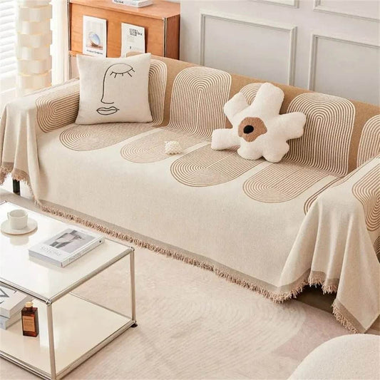 Nordic Tassel Throw Blanket Four Season Sofa Cover Dust Anti-cat Scratch Protection Cover Sofa Blanket Carpet Travel Rug Tassels - TRENSET