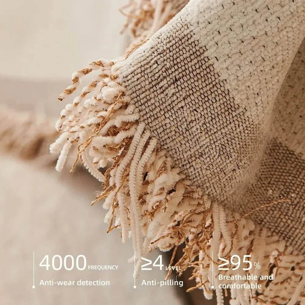 Nordic Tassel Throw Blanket Four Season Sofa Cover Dust Anti-cat Scratch Protection Cover Sofa Blanket Carpet Travel Rug Tassels - TRENSET