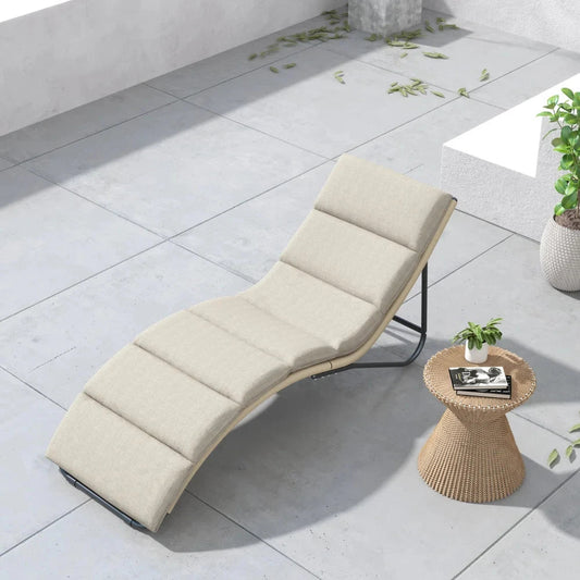 Outdoor Chaise Lounge Sunbathing Chair Arc Lounger with Wicker Cushion Multipurpose Lounge Chair for Poolside - TRENSET