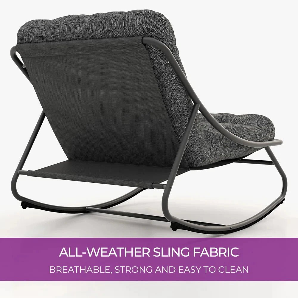 Outdoor Rocking Chair, Padded Cushion Recliner Rocker for Front Porch Sunroom Patio Backyard - TRENSET