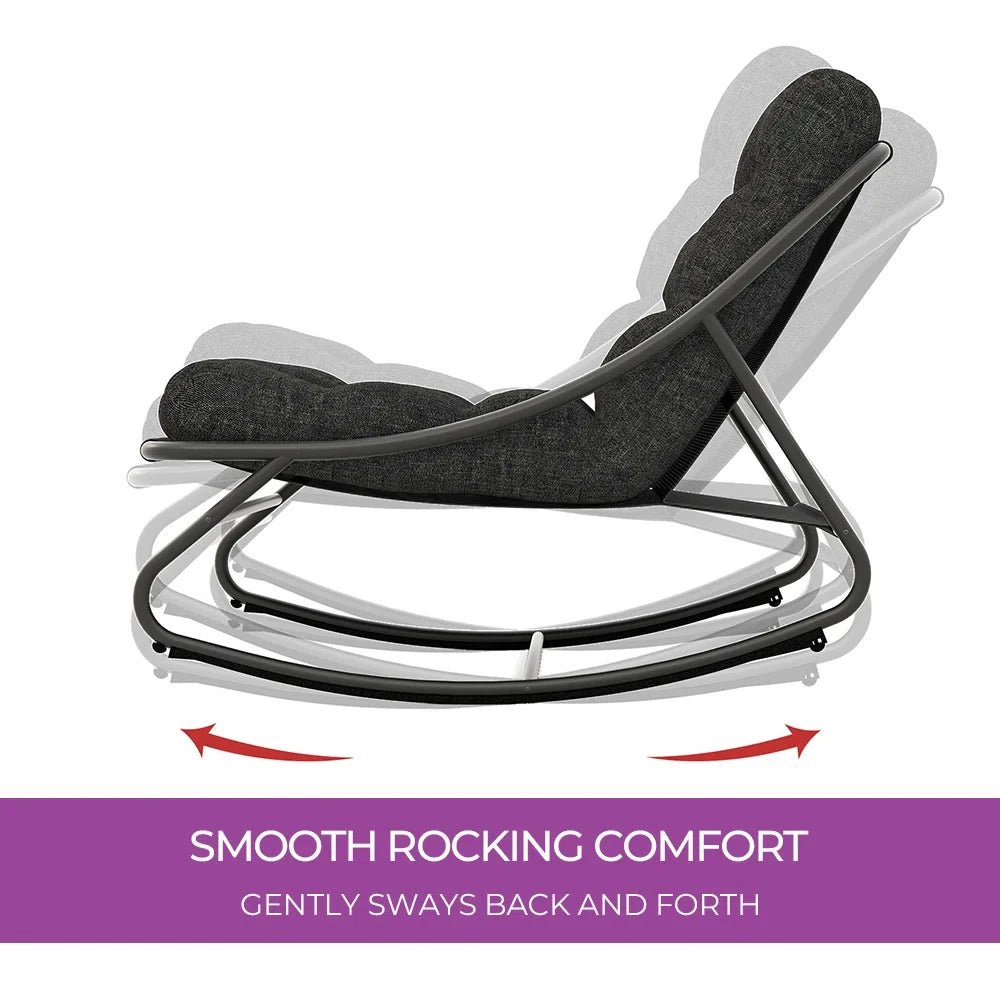 Outdoor Rocking Chair, Padded Cushion Recliner Rocker for Front Porch Sunroom Patio Backyard - TRENSET
