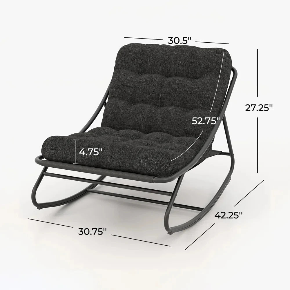 Outdoor Rocking Chair, Padded Cushion Recliner Rocker for Front Porch Sunroom Patio Backyard - TRENSET