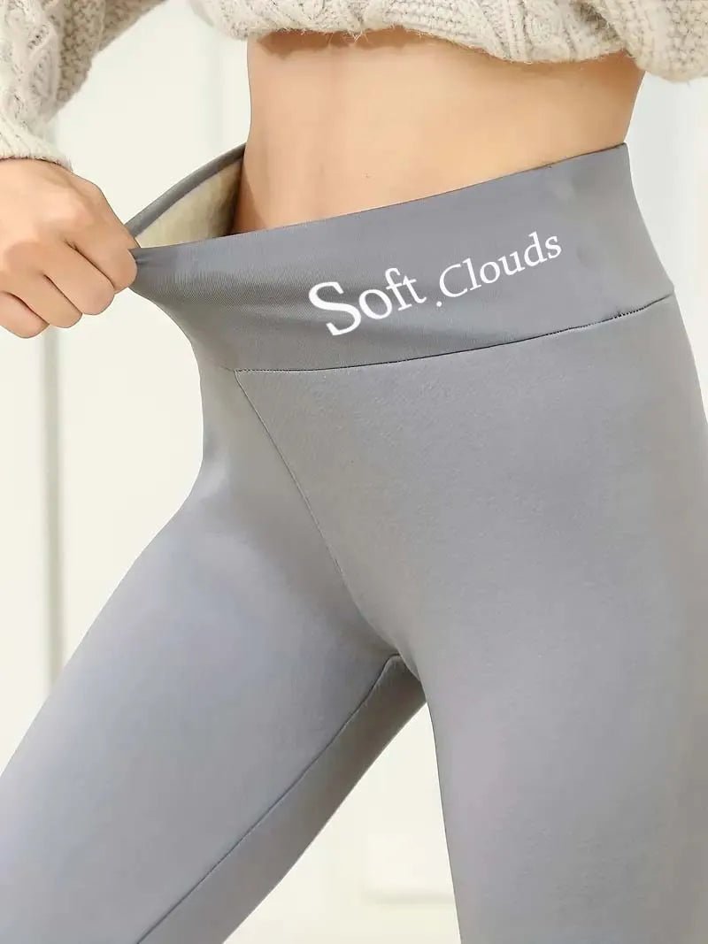 Plush Lined Warm And Cozy Sherpa Leggings For Women - Solid Color High Waist Skinny Long Pants Perfect For Winter Sports, Fitness, - TRENSET