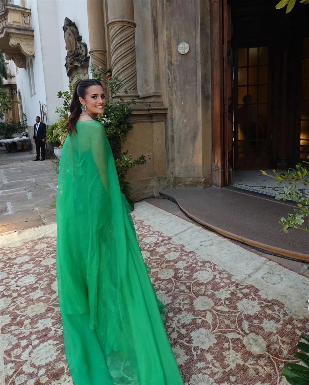 Sansa Strapless A - Line Lace Prom Dress Detachable Shawl Customized Party Dress Floor - Length Zip Evening Dresses - TRENSET