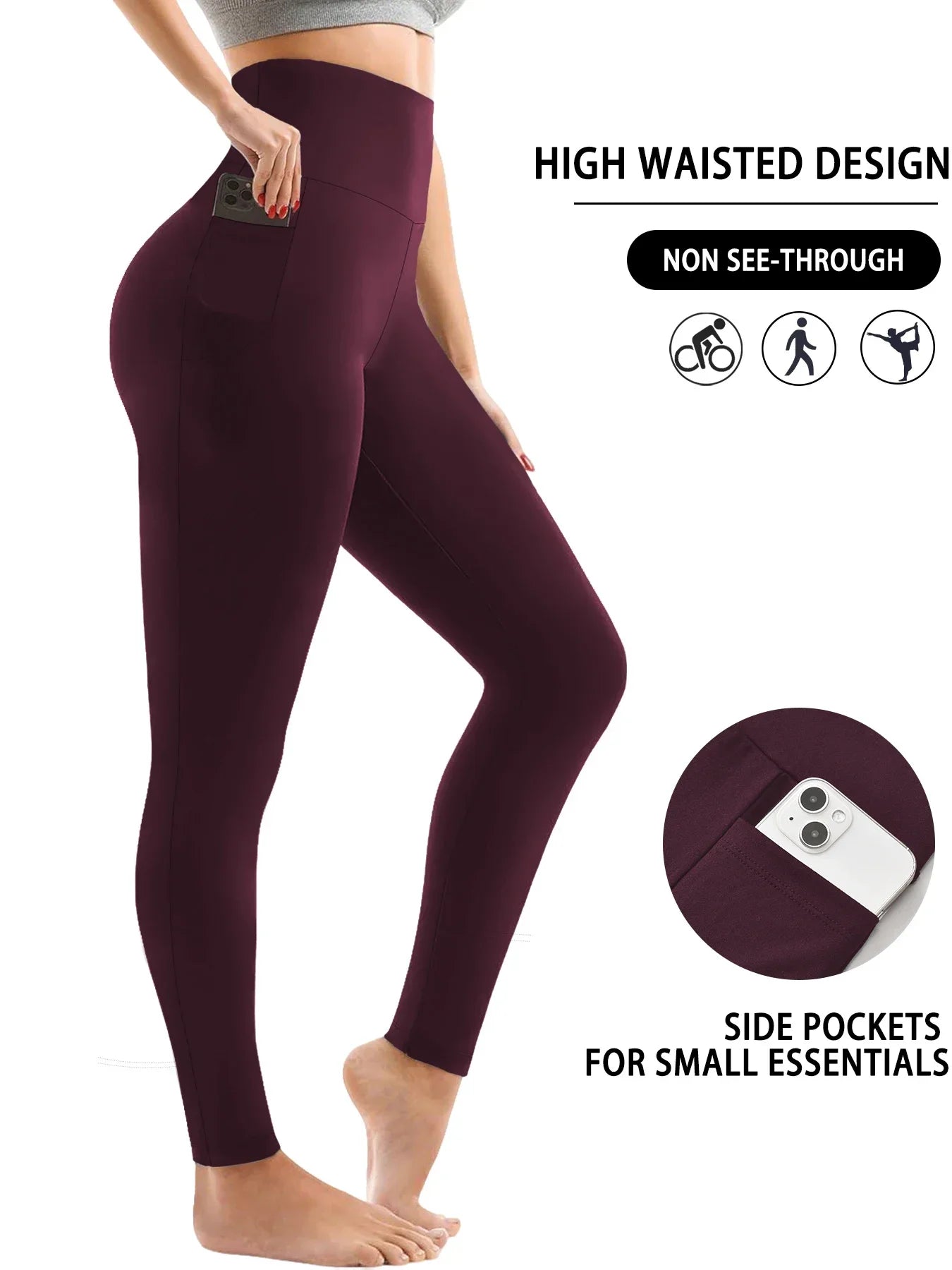 Super Soft Sports Leggings With Pockets For Women High Waisted Workout Yoga Running Push Up Gym Fitness Tight Pants Women's - TRENSET