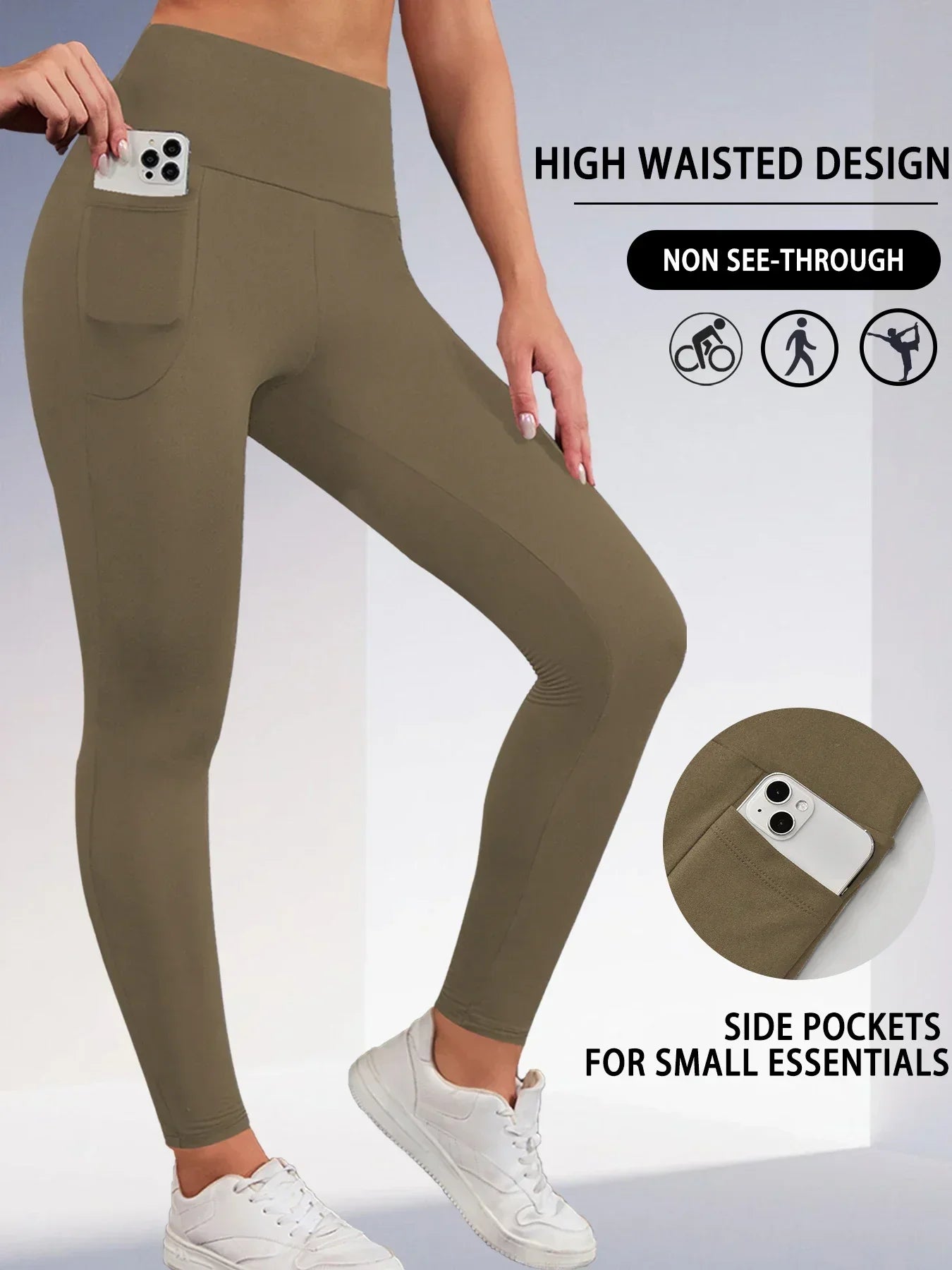 Super Soft Sports Leggings With Pockets For Women High Waisted Workout Yoga Running Push Up Gym Fitness Tight Pants Women's - TRENSET