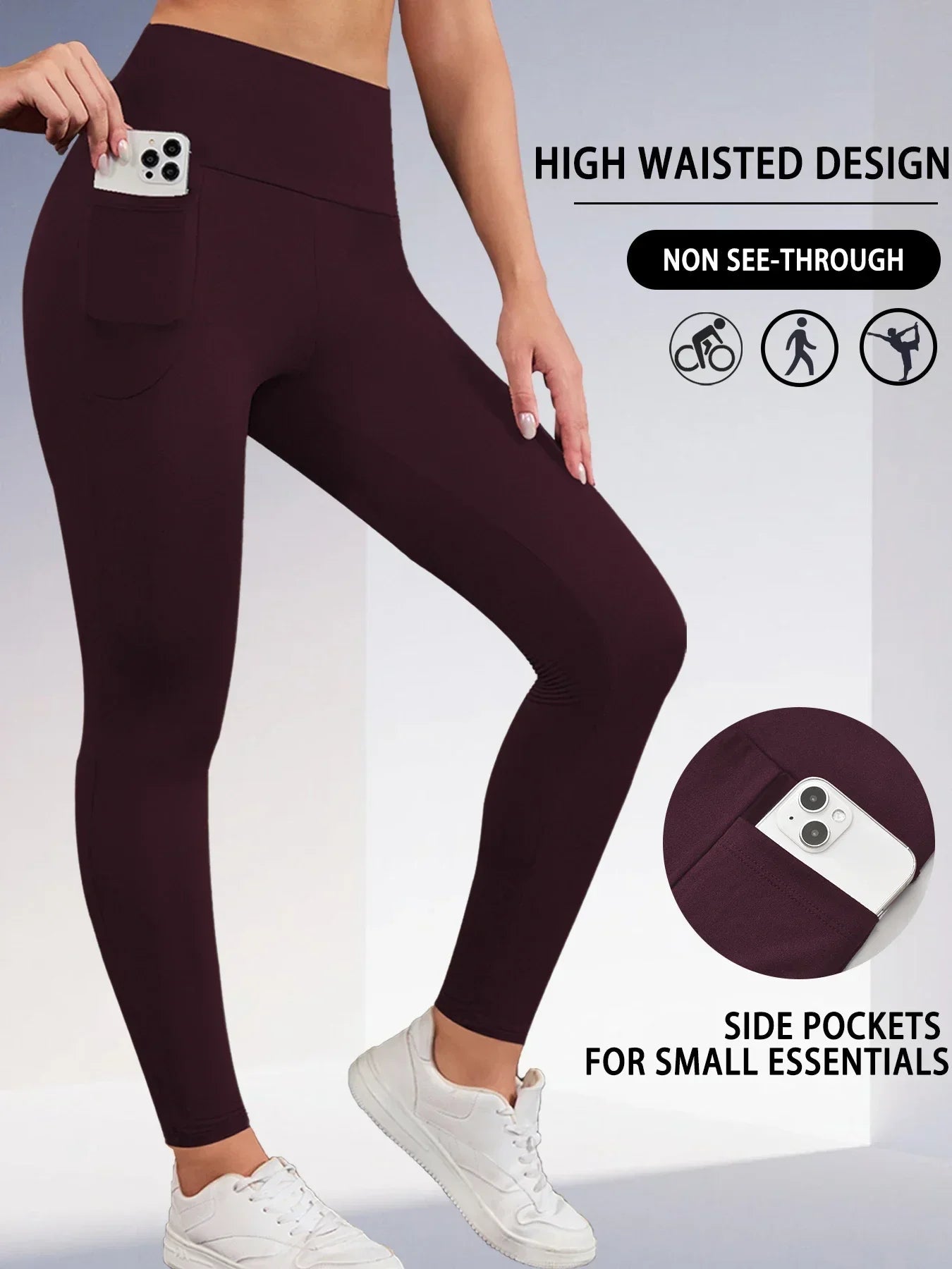 Super Soft Sports Leggings With Pockets For Women High Waisted Workout Yoga Running Push Up Gym Fitness Tight Pants Women's - TRENSET